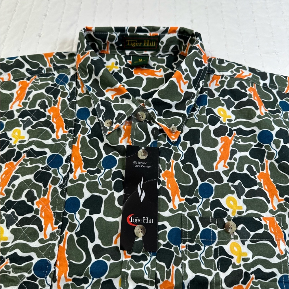 Tiger Hill Unisex Multicolor Button Down Shirt Right Front Quilted Pocket - Picture 6 of 11